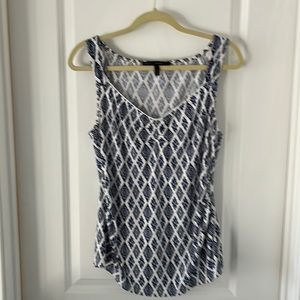 WHBM sleeveless blue and white top